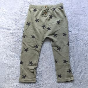 EUC 3T Grayson Collective French Terry Green Stars Pull-on Pants